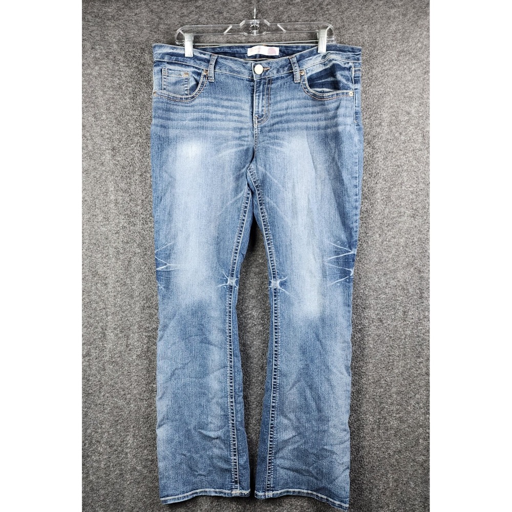 No Boundaries Jeans Womens 17 Bootcut Blue Mid Rise Stretch Denim EUC